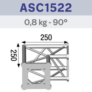 ANGLE 2D 90° SECTION 150 ALU CARRÉ