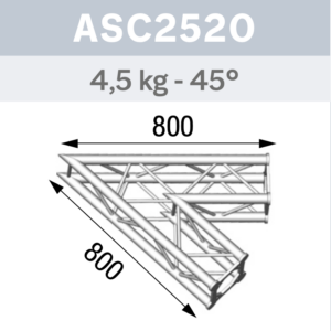 ANGLE 2D 45° SECTION 250 ALU CARRÉ