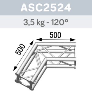 ANGLE 2D 120° SECTION 250 ALU CARRÉ