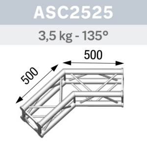 ANGLE 2D 135° SECTION 250 ALU CARRÉ