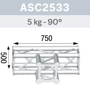 ANGLE 3D 90° SECTION 250 ALU CARRÉ
