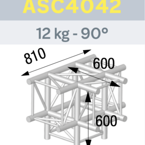 ANGLE ALU 390 CARRÉ 4 DÉPARTS PIED 90°