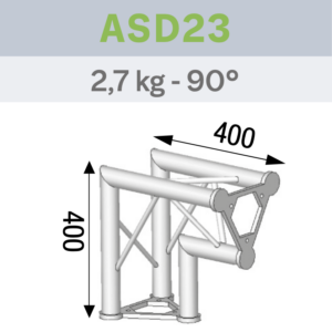 ANGLE ALU 250 TRIANGULAIRE 2 DÉPARTS 90° VERTICAL