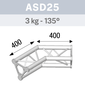 ANGLE ALU 250 TRIANGULAIRE 2 DÉPARTS 135°