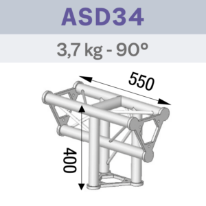 ANGLE ALU 250 TRIANGULAIRE 3 DÉPARTS 90° VERTICAL