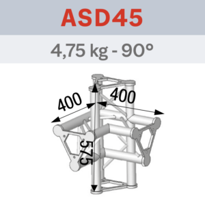 ANGLE ALU 250 TRIANGULAIRE 4 DÉPARTS 90° VERTICAL/MEDIAN D