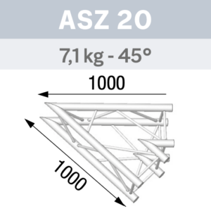 ANGLE ALU 290 CARRÉ 2 DÉPARTS 45°.
