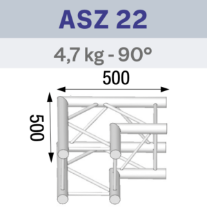 ANGLE ALU 290 CARRÉ 2 DÉPARTS 90°.