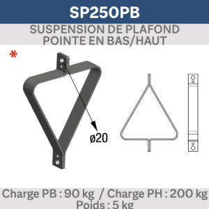 SUSPENSION DE PLAFOND TRI 250 pointe en bas/hau